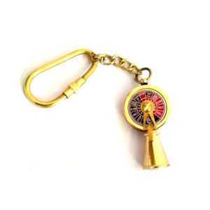 Antique Maritime Solid Brass Key Ring Ship Engine Telegraph Keychain